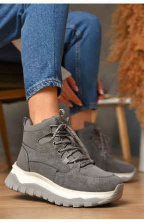 Кроссовки женские серого цвета на меху К929-2 207639C