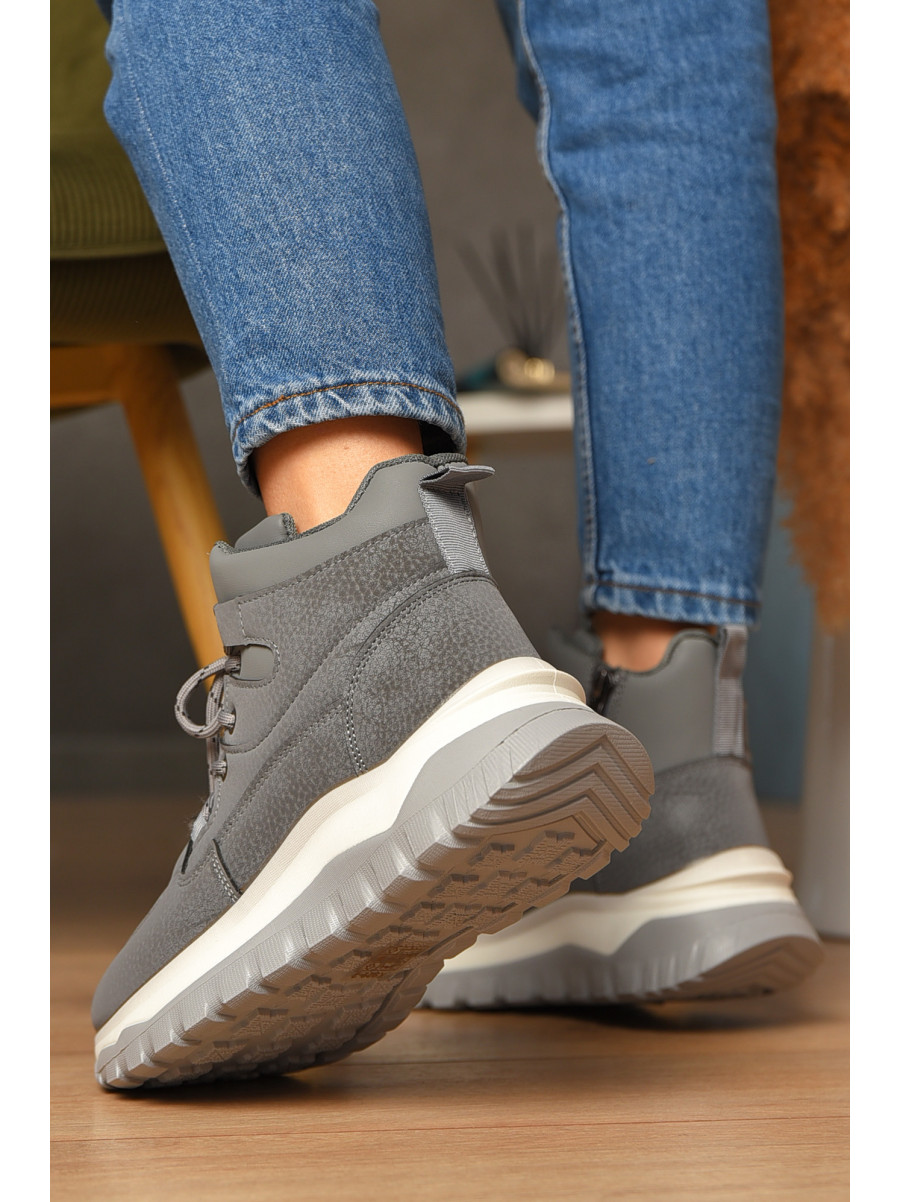 Кроссовки женские серого цвета на меху К929-2 207639C