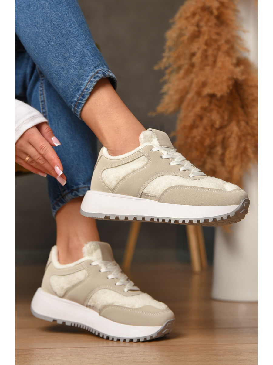 Кросівки жіночі світло-сірого кольору на хутрі К898 207648C