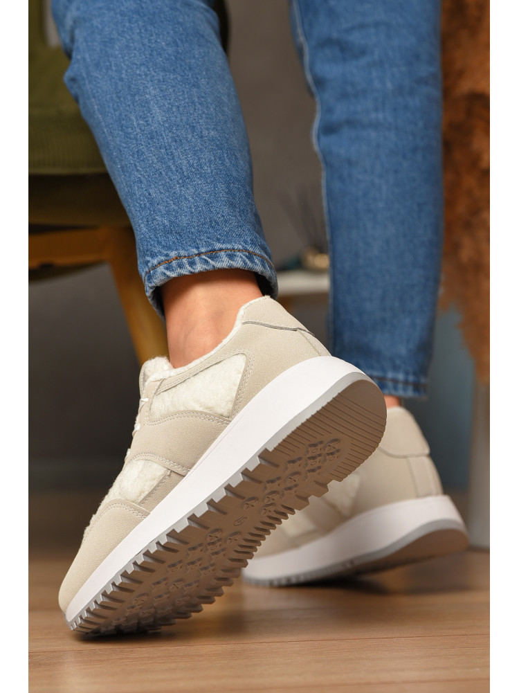 Кросівки жіночі світло-сірого кольору на хутрі К898 207648C