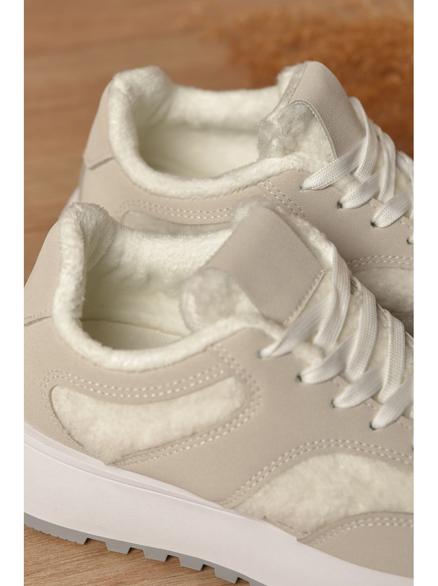 Кросівки жіночі світло-сірого кольору на хутрі К898 207648C