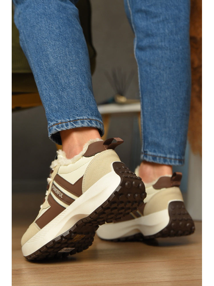 Кросівки жіночі бежевого кольору на хутрі К905-2 207649C