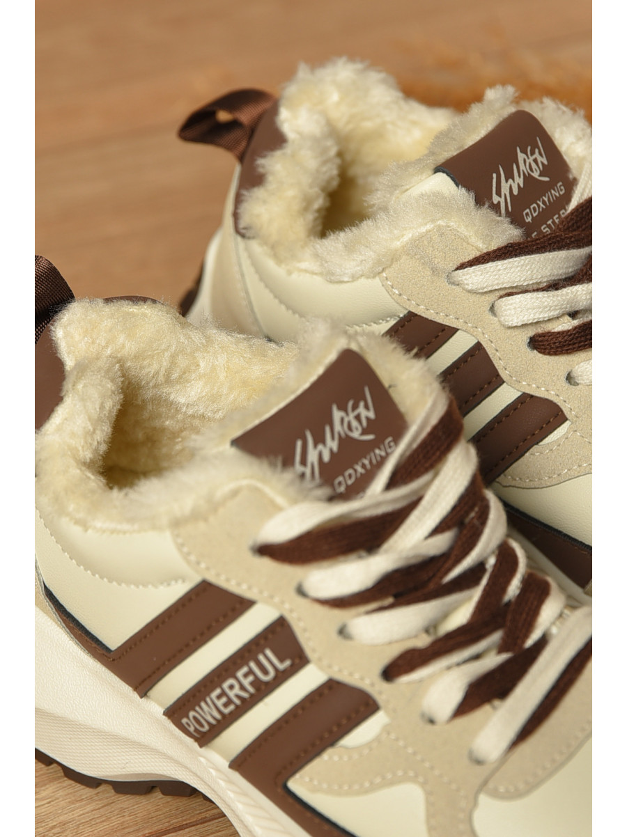 Кросівки жіночі бежевого кольору на хутрі К905-2 207649C