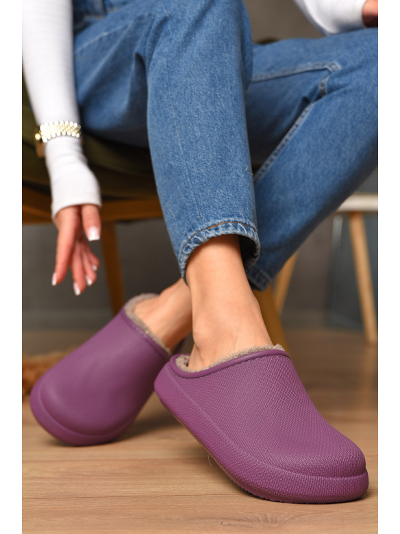 Галоши женские без задника утепленные сиреневого цвета С112 207652C