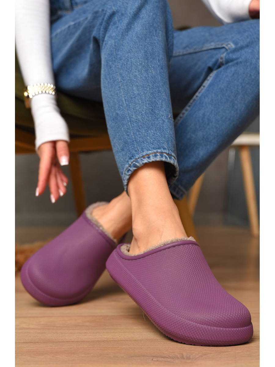 Галоши женские без задника утепленные сиреневого цвета С112 207652C