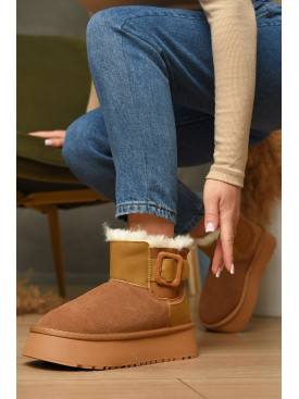 Уггі жіночі на хутрі пісочного кольору К-32 207692C