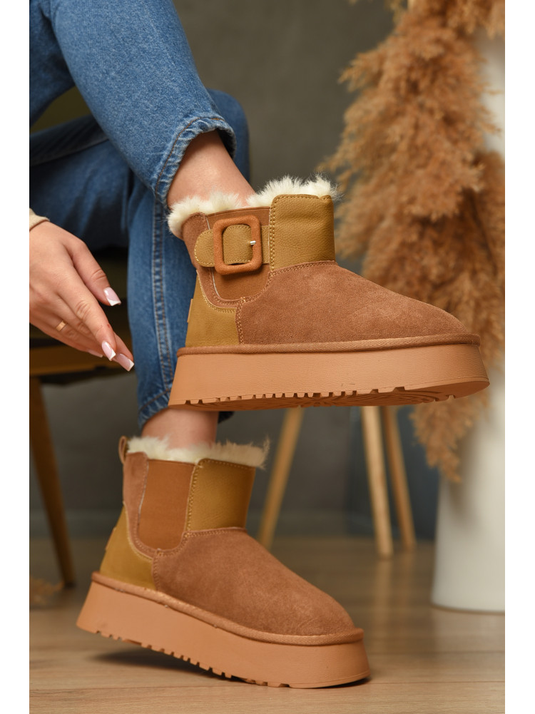 Уггі жіночі на хутрі пісочного кольору К-32 207692C