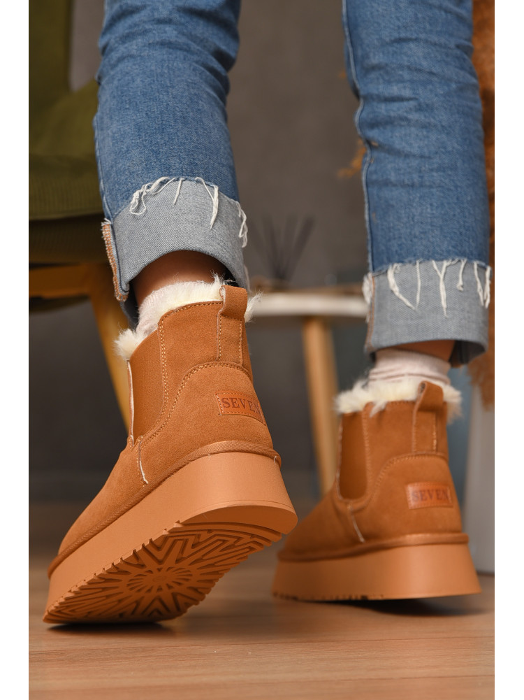 Уггі жіночі на хутрі пісочного кольору К-37 207693C