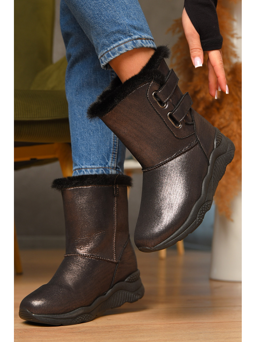 Уггі жіночі темно-коричневого кольору на хутрі 7413-3 207695C