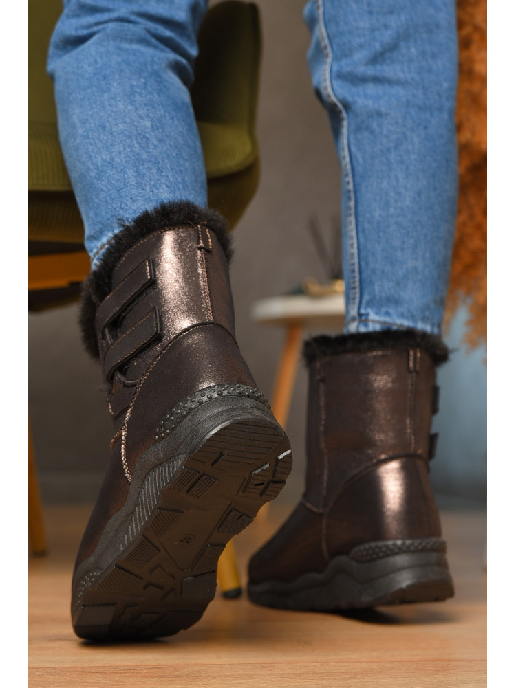 Уггі жіночі темно-коричневого кольору на хутрі 7413-3 207695C