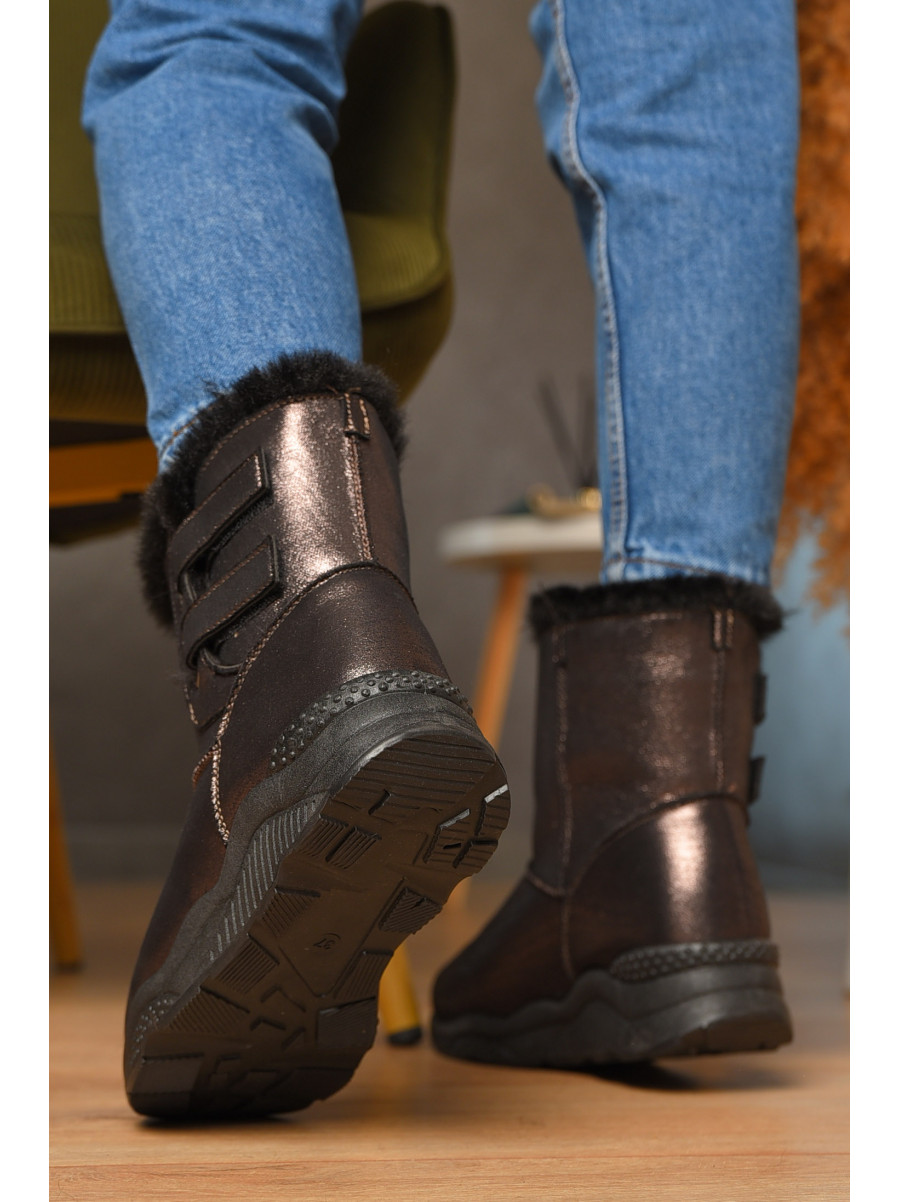 Уггі жіночі темно-коричневого кольору на хутрі 7413-3 207695C