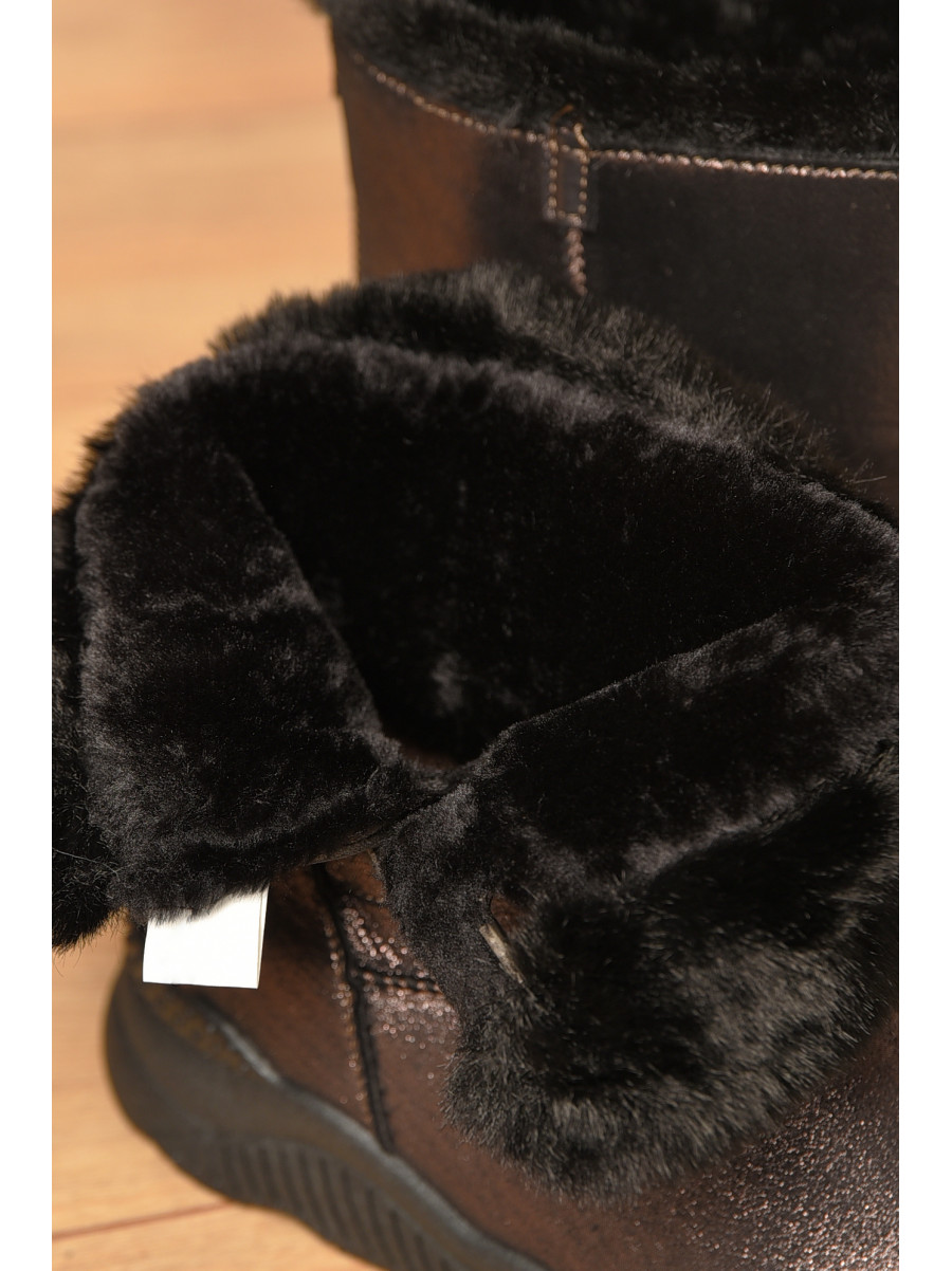 Уггі жіночі темно-коричневого кольору на хутрі 7413-3 207695C