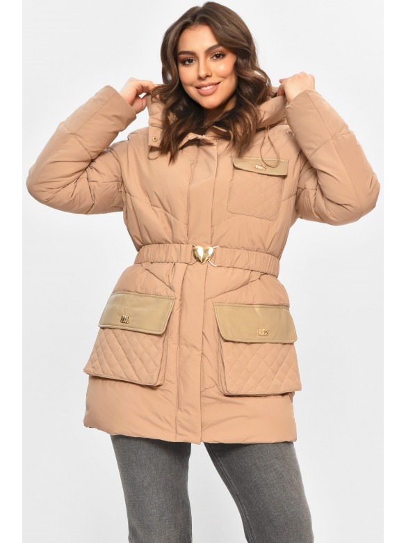 Куртка женская однотонная зимняя цвета мокко VL23-106 207696C Куртка женская однотонная зимняя цвета мокко VL23-106 207696C