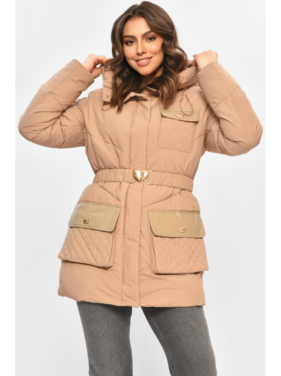 Куртка женская однотонная зимняя цвета мокко VL23-106 207696C Куртка женская однотонная зимняя цвета мокко VL23-106 207696C