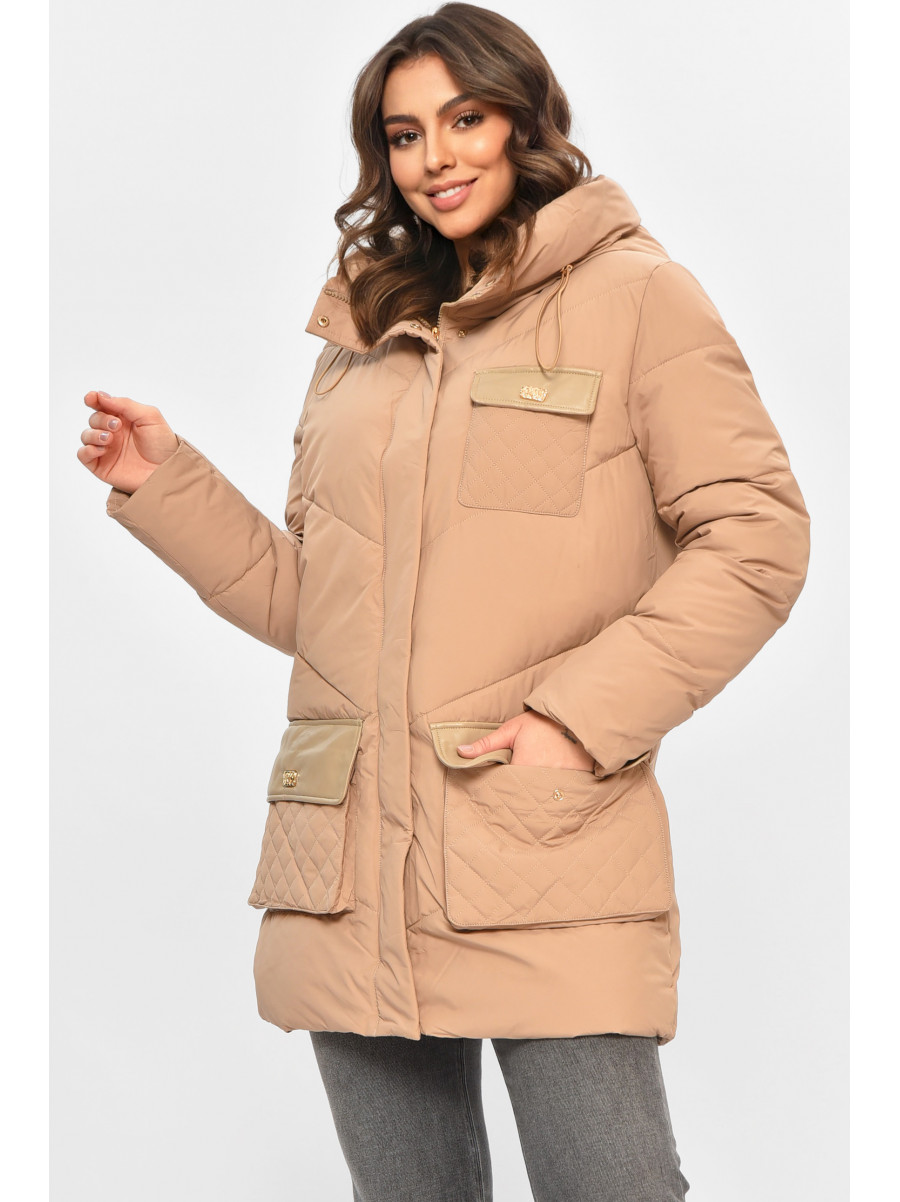 Куртка женская однотонная зимняя цвета мокко VL23-106 207696C Куртка женская однотонная зимняя цвета мокко VL23-106 207696C