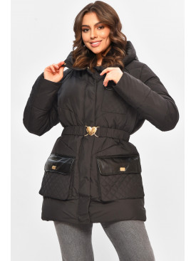Куртка женская однотонная зимняя черного цвета VL23-106 207697C Куртка женская однотонная зимняя черного цвета VL23-106 207697C