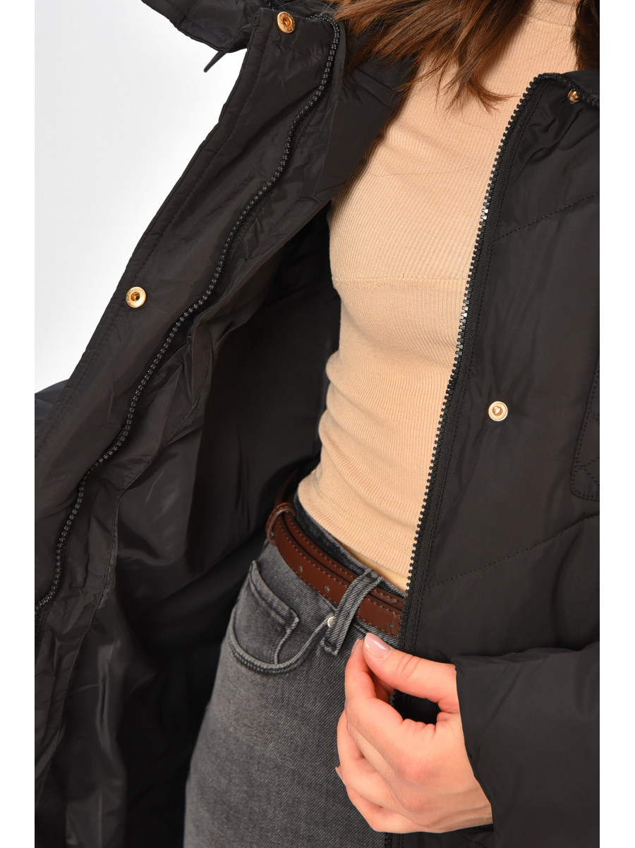 Куртка женская однотонная зимняя черного цвета VL23-106 207697C Куртка женская однотонная зимняя черного цвета VL23-106 207697C