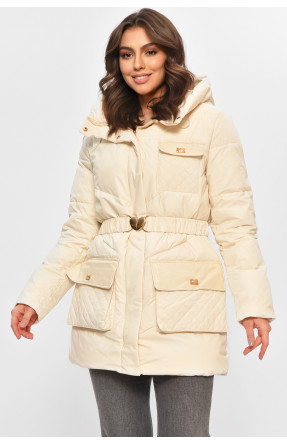 Куртка женская однотонная зимняя молочного цвета VL23-106 207698C Куртка женская однотонная зимняя молочного цвета VL23-106 207698C