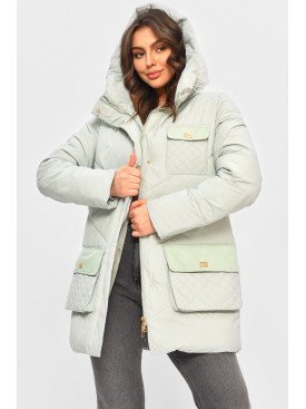 Куртка женская однотонная зимняя мятного цвета VL23-106 207699C