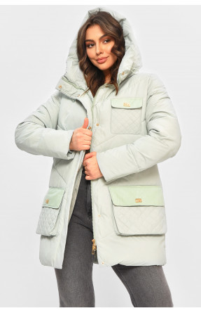 Куртка женская однотонная зимняя мятного цвета VL23-106 207699C Куртка женская однотонная зимняя мятного цвета VL23-106 207699C