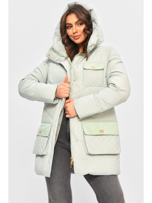 Куртка женская однотонная зимняя мятного цвета VL23-106 207699C Куртка женская однотонная зимняя мятного цвета VL23-106 207699C