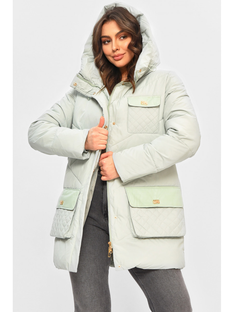 Куртка женская однотонная зимняя мятного цвета VL23-106 207699C Куртка женская однотонная зимняя мятного цвета VL23-106 207699C