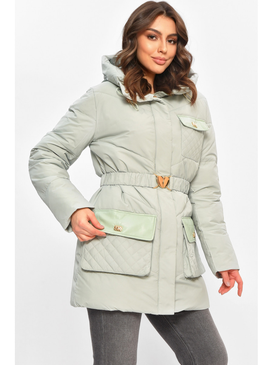 Куртка женская однотонная зимняя мятного цвета VL23-106 207699C Куртка женская однотонная зимняя мятного цвета VL23-106 207699C