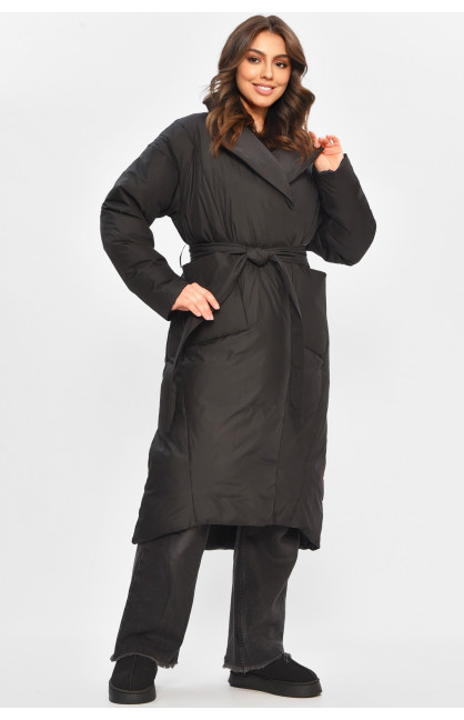 Куртка жіноча подовжена зимова чорного кольору 5617 207707C