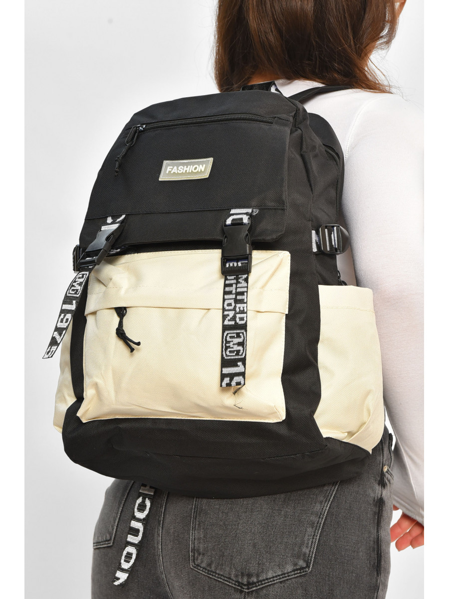 Рюкзак жіночий 5в1 чорного кольору з принтом 207713C