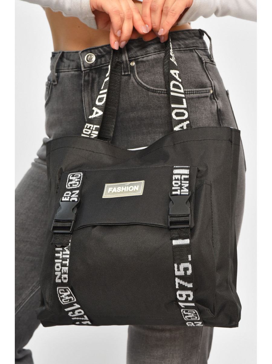 Рюкзак жіночий 5в1 чорного кольору з принтом 207713C