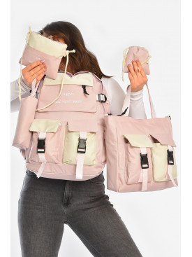 Рюкзак жіночий 5в1 рожевого кольору з принтом 207717C Рюкзак жіночий 5в1 рожевого кольору з принтом 207717C