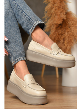 Туфлі жіночі на хутрі натуральна шкіра бежевого кольору 777-160 207723C Туфлі жіночі на хутрі натуральна шкіра бежевого кольору 777-160 207723C