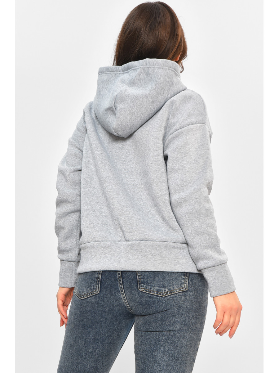 Худі жіноче на флісі сірого кольору з принтом 1377 207741C