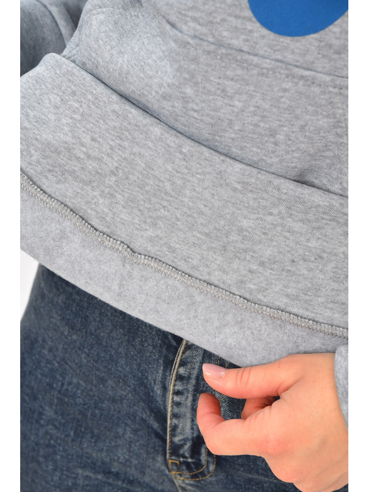 Худі жіноче на флісі сірого кольору з принтом 1377 207741C