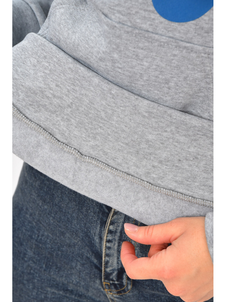 Худі жіноче на флісі сірого кольору з принтом 1377 207741C