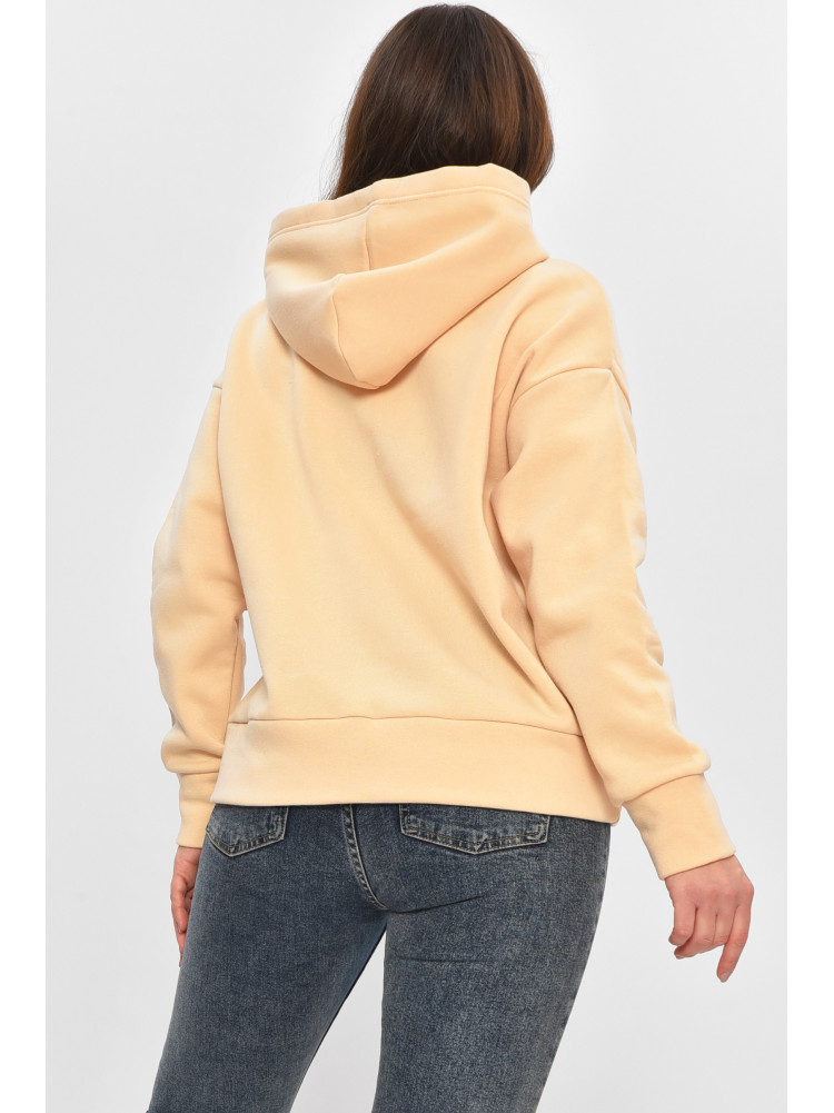 Худі жіноче на флісі бежевого кольору з принтом 1377 207742C