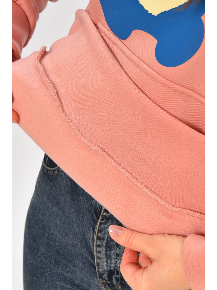 Худі жіноче на флісі рожевого кольору з принтом 1377 207743C