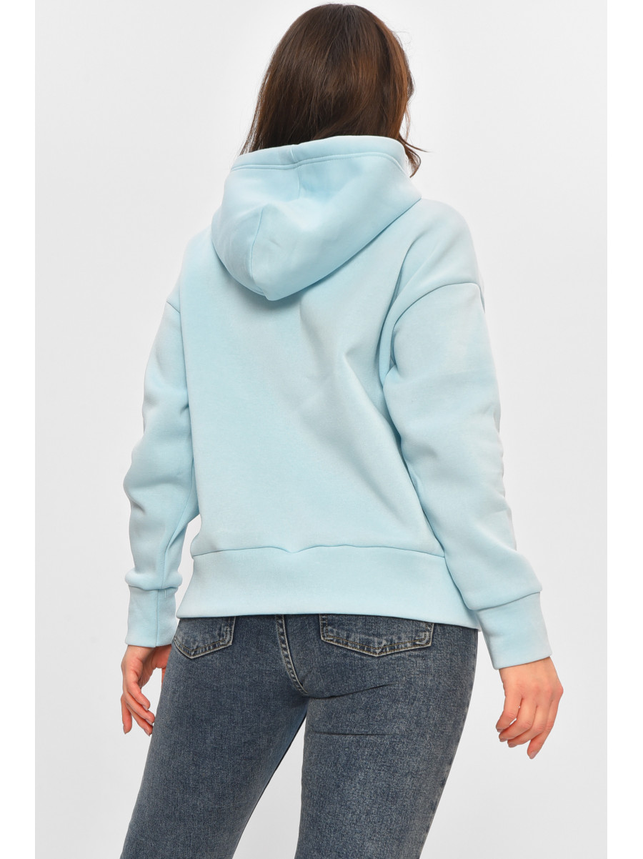 Худи женское на флисе голубого цвета с принтом 1378 207744C