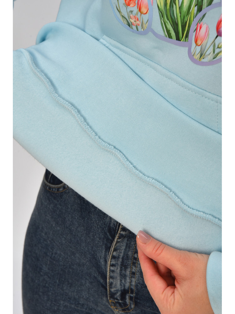 Худи женское на флисе голубого цвета с принтом 1378 207744C