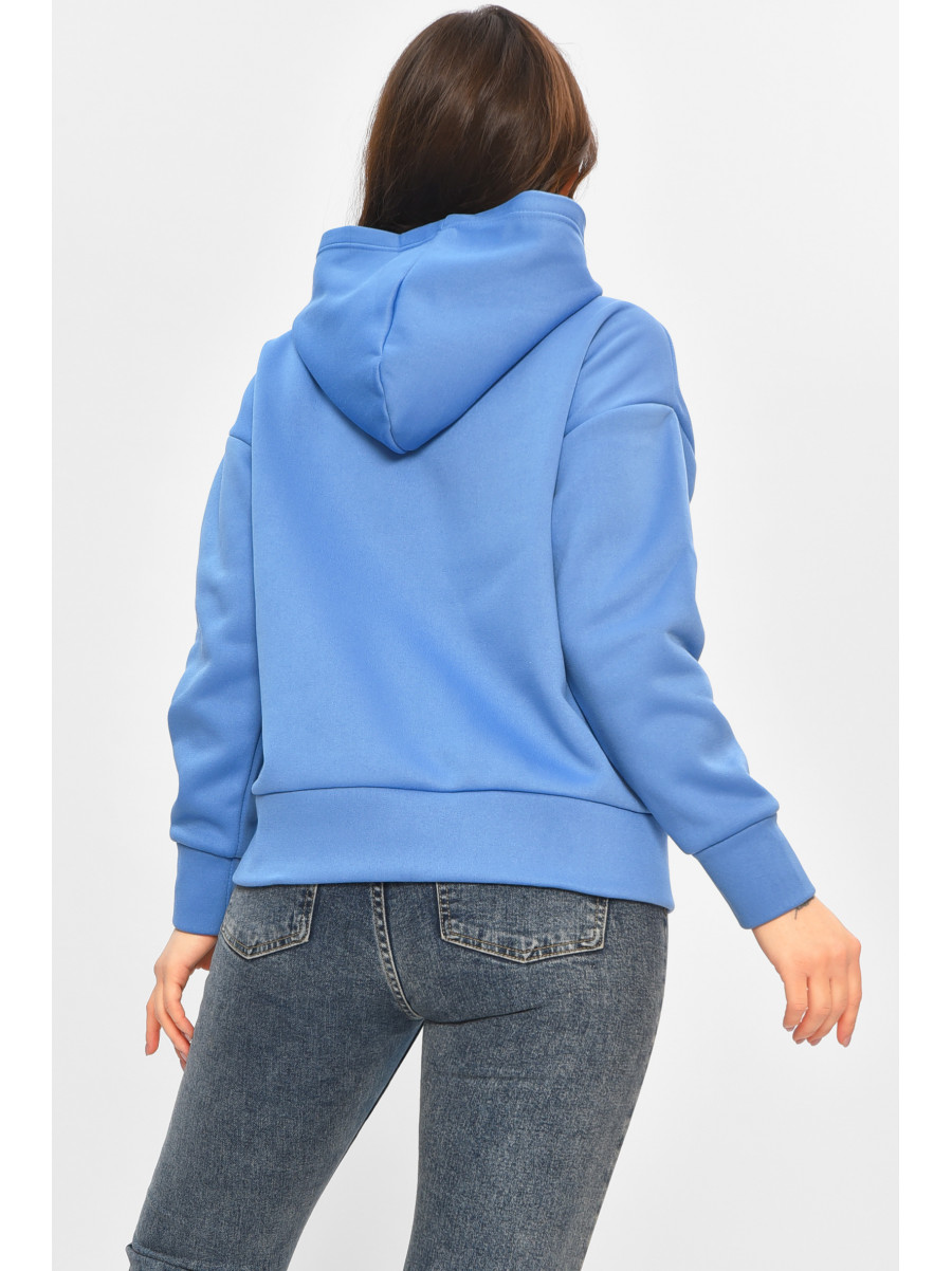 Худі жіноче на флісі синього кольору з принтом 1378 207745C