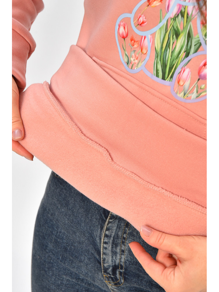 Худи женское на флисе розового цвета с принтом 1378 207746C