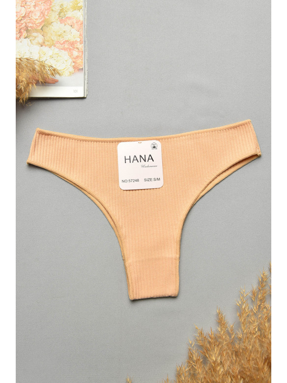 Труси жіночі в рубчик однотонні бежевого кольору 57248 207749C Труси жіночі в рубчик однотонні бежевого кольору 57248 207749C