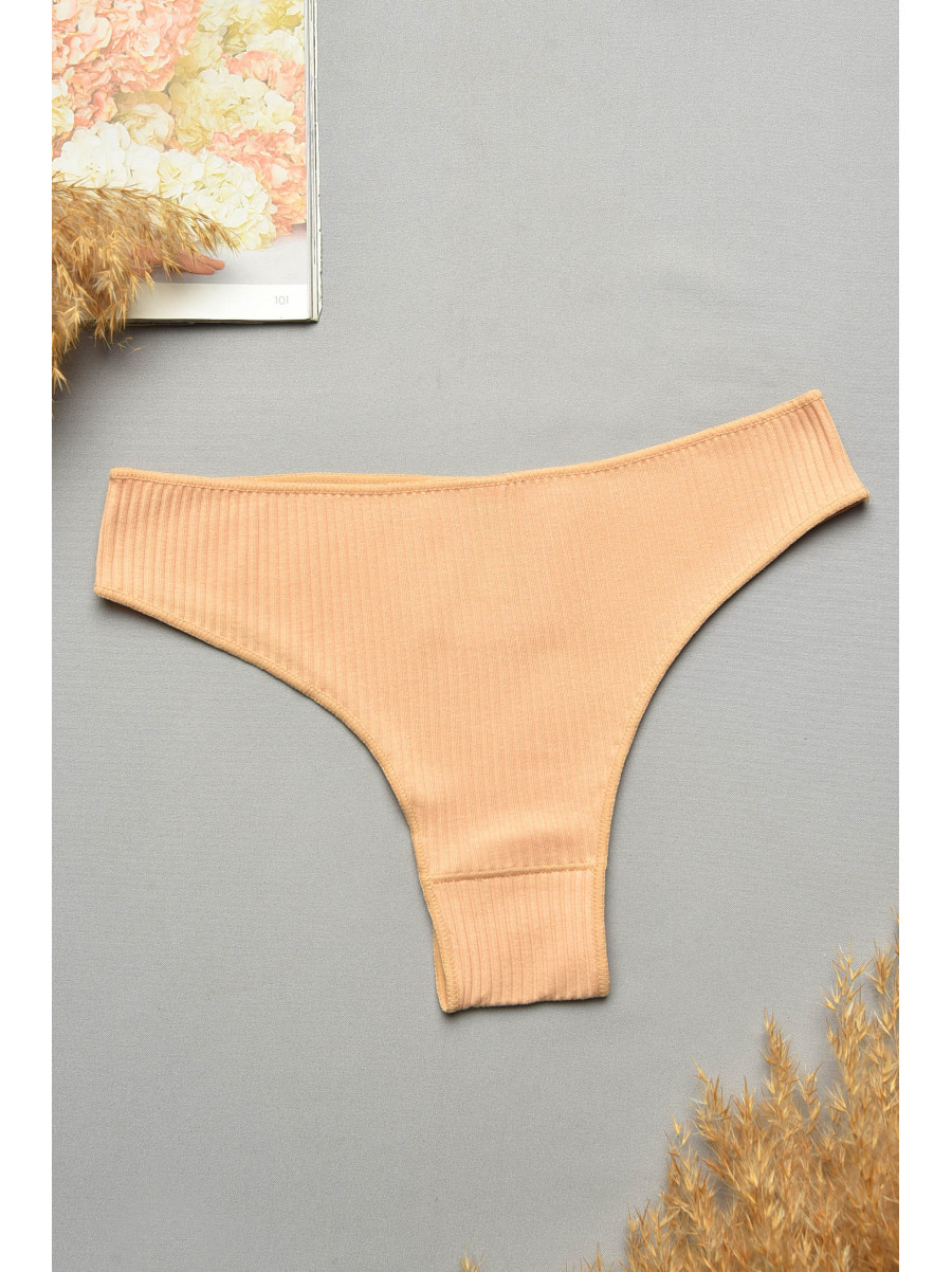 Труси жіночі в рубчик однотонні бежевого кольору 57248 207749C Труси жіночі в рубчик однотонні бежевого кольору 57248 207749C