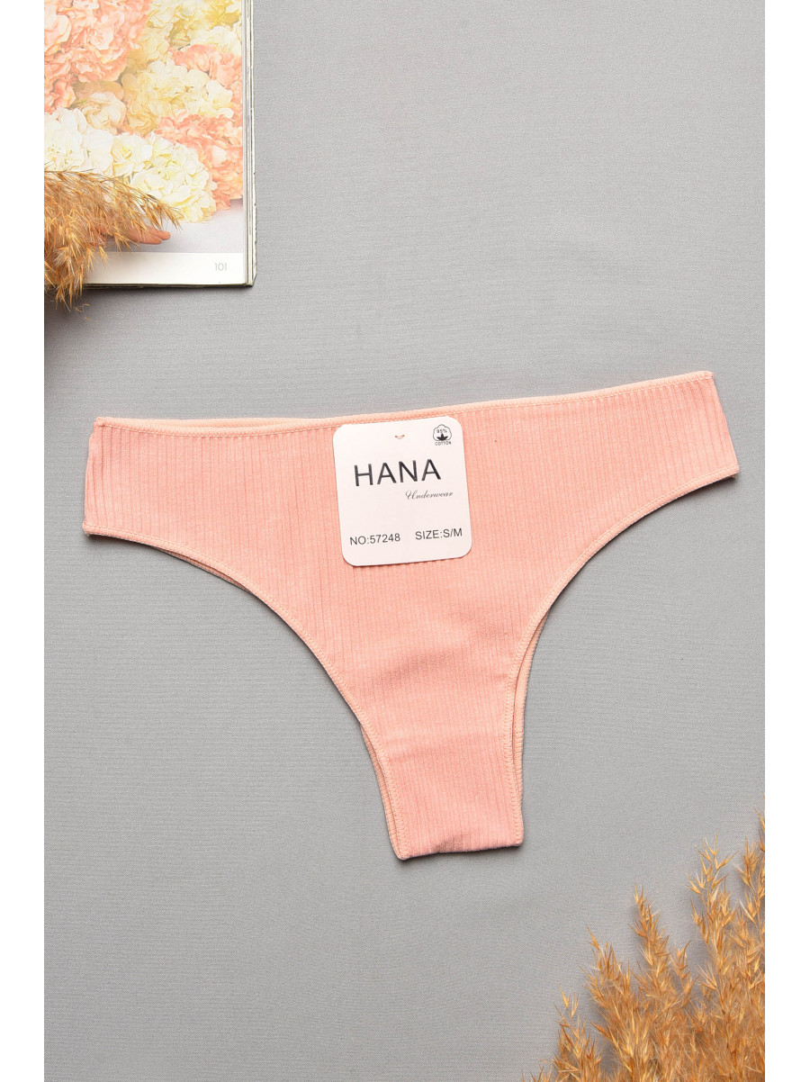 Труси жіночі в рубчик однотонні пудрового кольору 57248 207750C