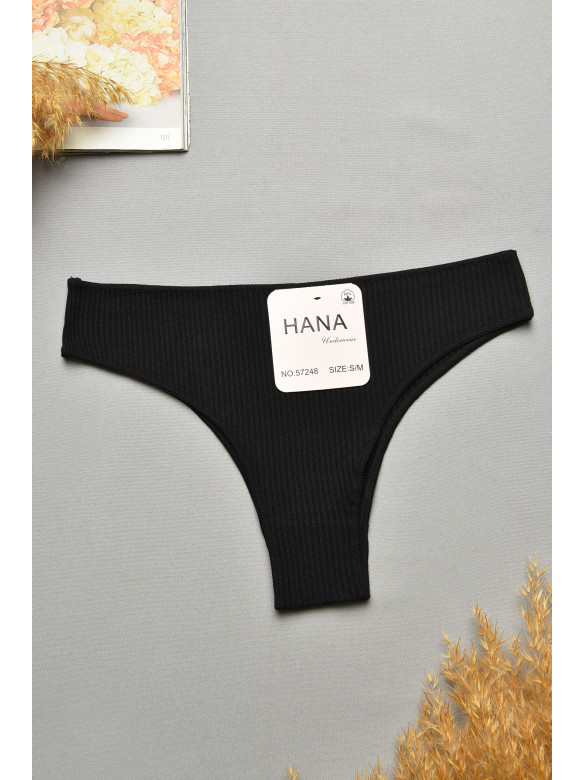 Труси жіночі в рубчик однотонні чорного кольору 57248 207752C