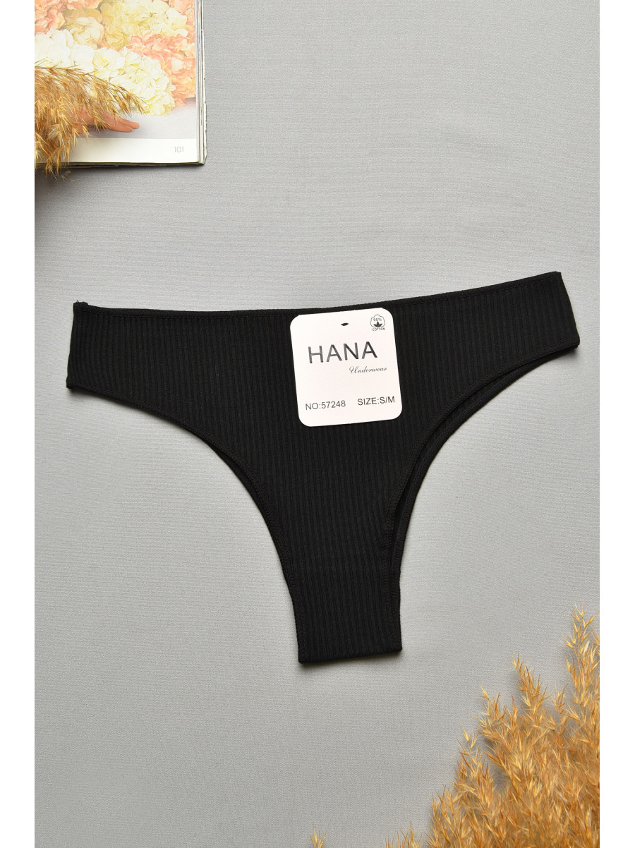 Труси жіночі в рубчик однотонні чорного кольору 57248 207752C