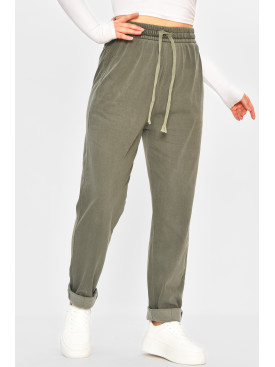 Штани жіночі кольору хакі 582-2 207754C Штани жіночі кольору хакі 582-2 207754C