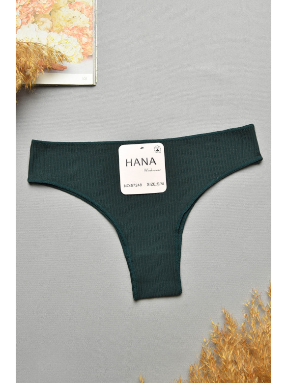 Труси жіночі в рубчик однотонні темно-зеленого кольору 57248 207755C
