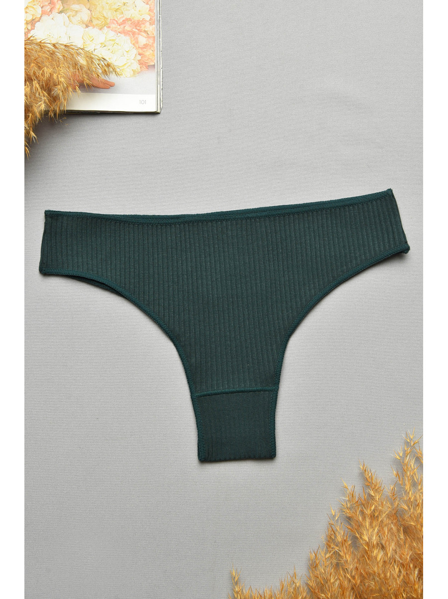Труси жіночі в рубчик однотонні темно-зеленого кольору 57248 207755C