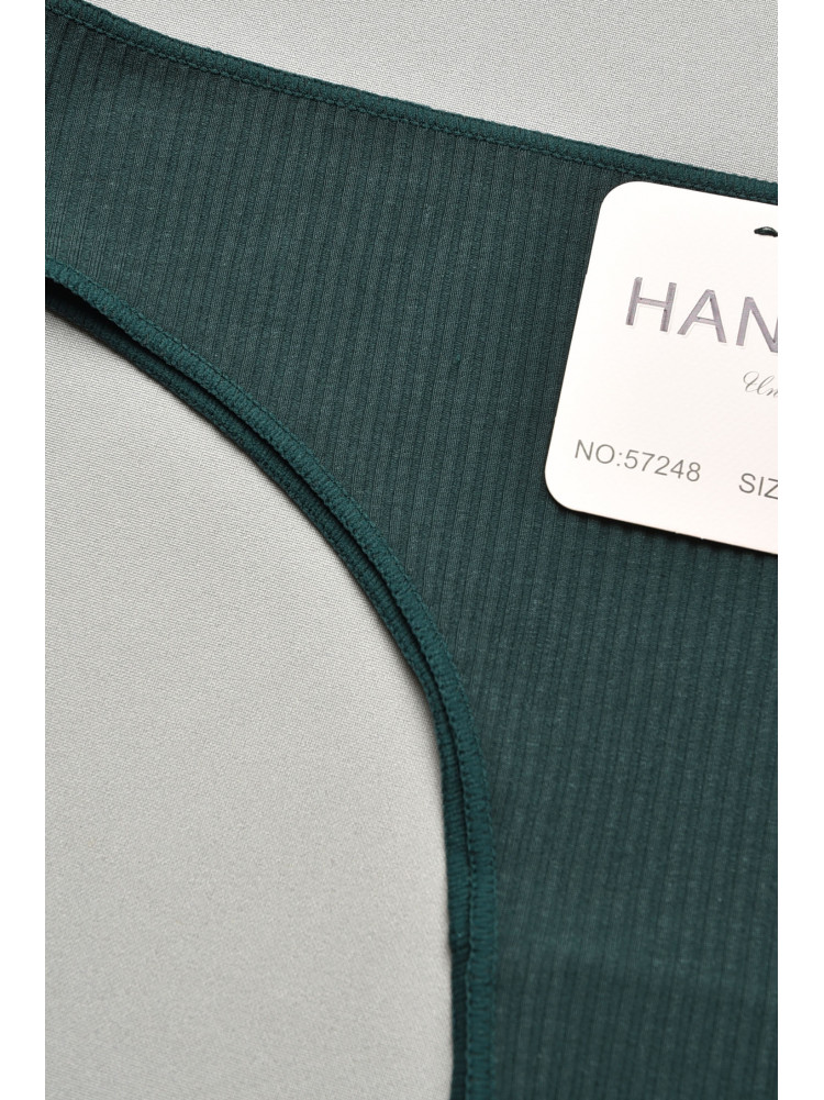 Труси жіночі в рубчик однотонні темно-зеленого кольору 57248 207755C